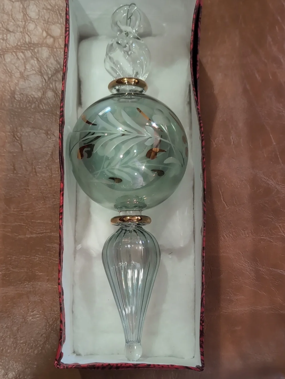 Christmas Ornament - Egyptian Museum Blue Mouth Blown Glass 24 Karat Gold Trim
